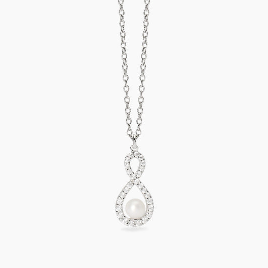 Girocollo con pendente con perla coltivata e zirconi Endless Mabina 553778