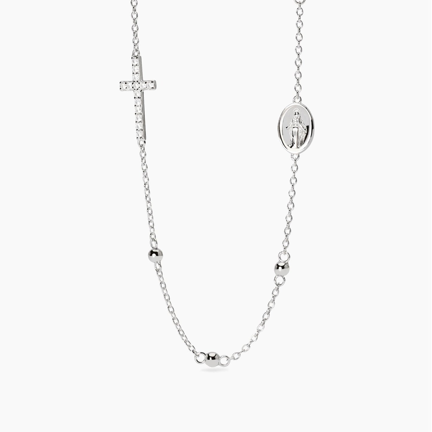Girocollo in argento con croce e Madonnina RosarioMabina 553781