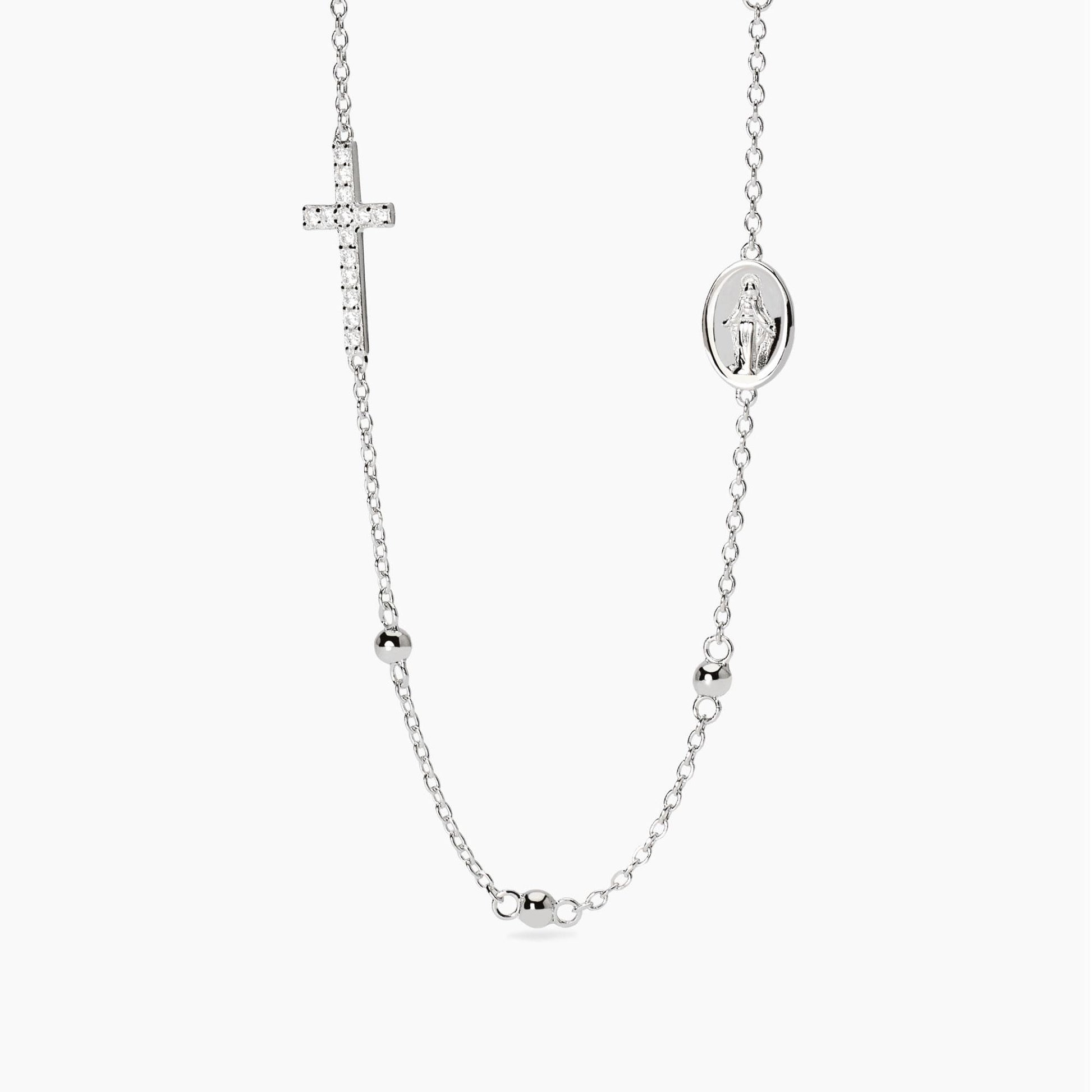 Girocollo in argento con croce e Madonnina RosarioMabina 553781