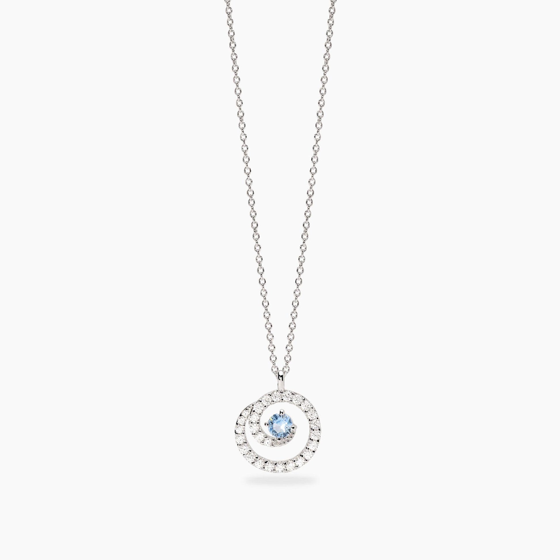 Girocollo con pendente a spirale con acquamarina sintetica e zirconi SOGNI D'ORO MABINA 553861