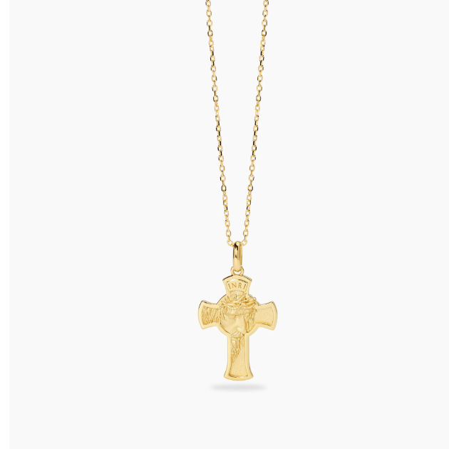 Collana da uomo in argento dorato con pendente croce SACRUM Mabina 553879