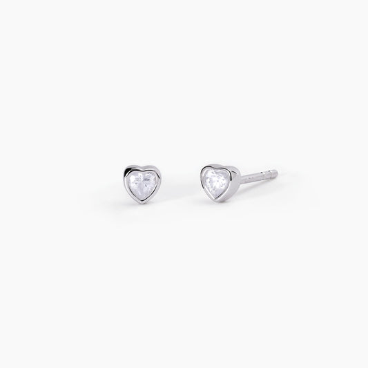Orecchini a lobo in argento con punto luce taglio cuore SHINY Mabina  563602