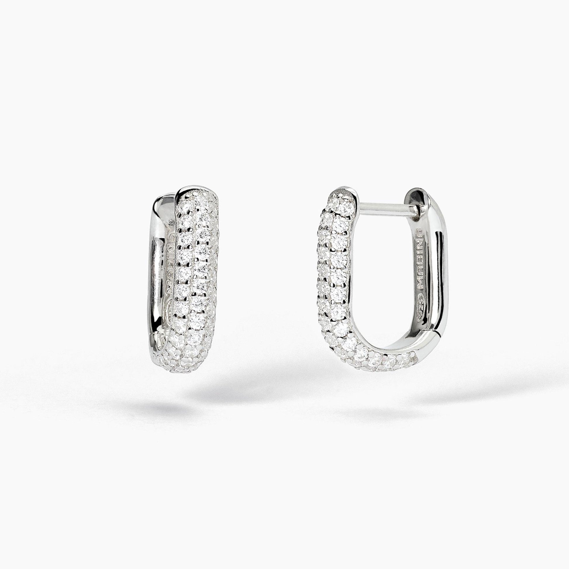 Orecchini ovali in argento con pavè COUTURE 563728