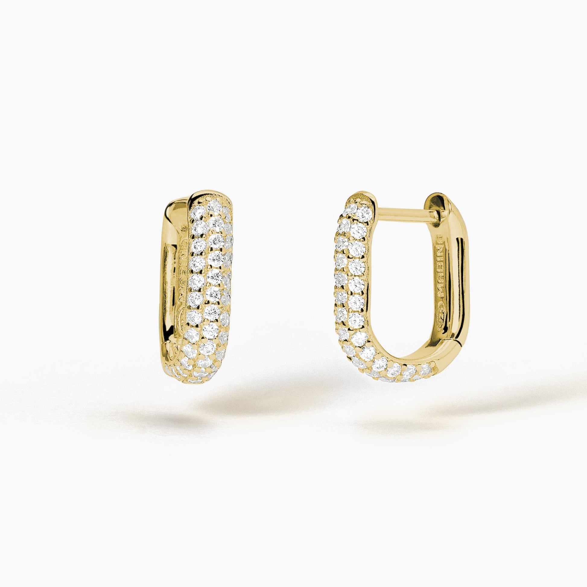 Orecchini Mabina ovali in argento dorato con pavè COUTURE 563729