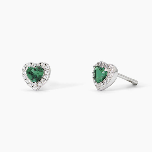 Orecchini in argento con smeraldi sintetici taglio cuore LOVE AFFAIR 563743