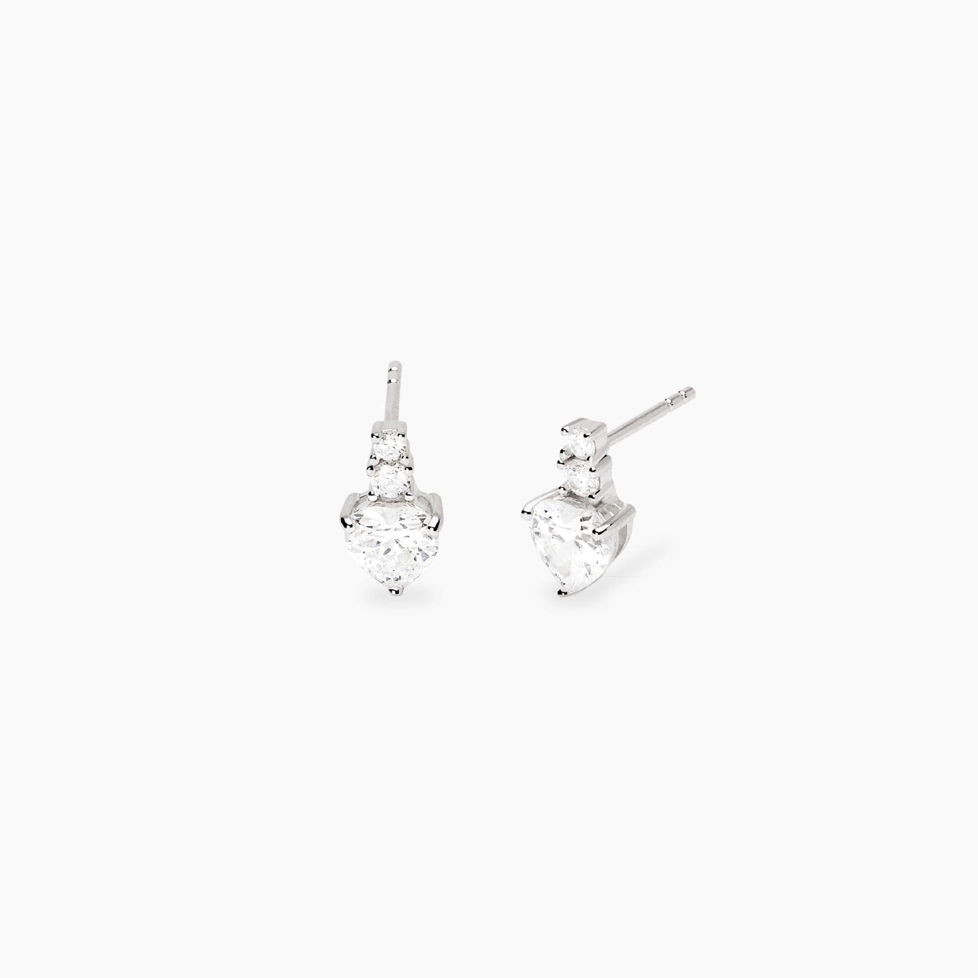 Orecchini con cuore pendente in zirconi bianchi ROUGE MABINA 563950