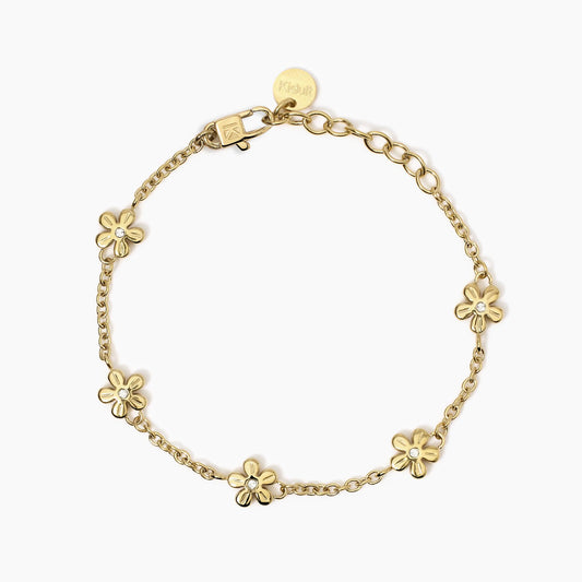 Bracciale dorato con catena rolò e fiori 831052 Kidult Style