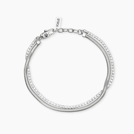 Bracciale Kidult Uomo con catena snake e tennis di cristalli 831101