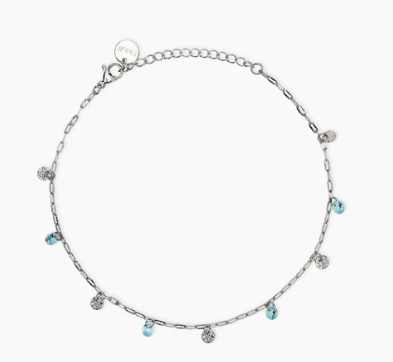 Cavigliera Kidult Style in acciaio  con charms martellati e glass azzurri 831273