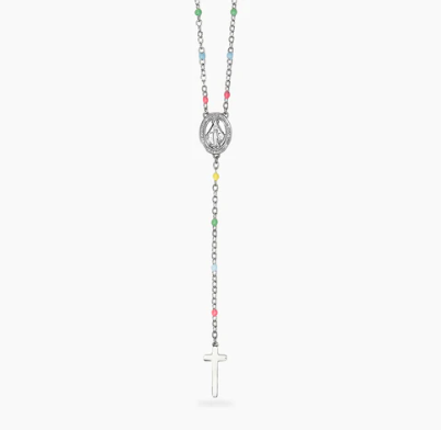 Collana Kidult Style multicolor con Madonnina e pendente croce 851146