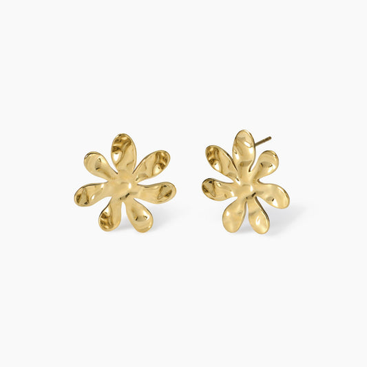 Orecchini dorati con fiore effetto martellato 861042 Kidult Style