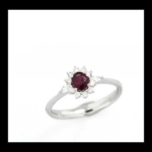 Anello Recarlo in oro bianco diamanti e rubini  R79CC074/RB015