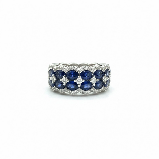Anello a fascia in oro bianco, brillanti e zaffiri Giorgio Visconti ABX17424Z