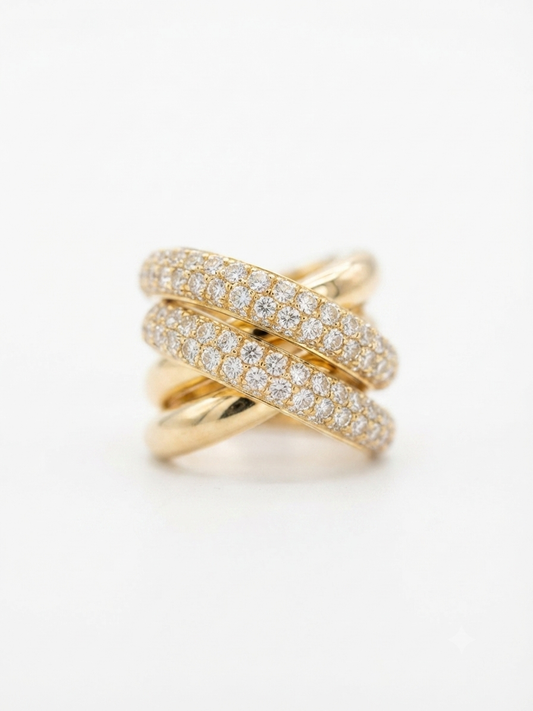 Anello a fascia in oro giallo con diamanti Crivelli