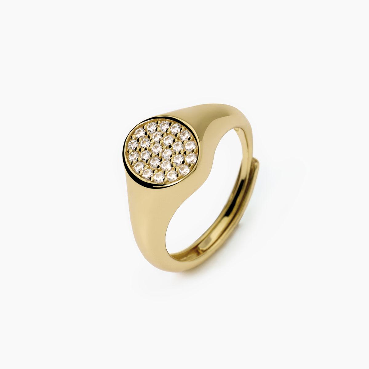 Anello chevalier placcato oro con zirconi Chevalier 523424 Mabina