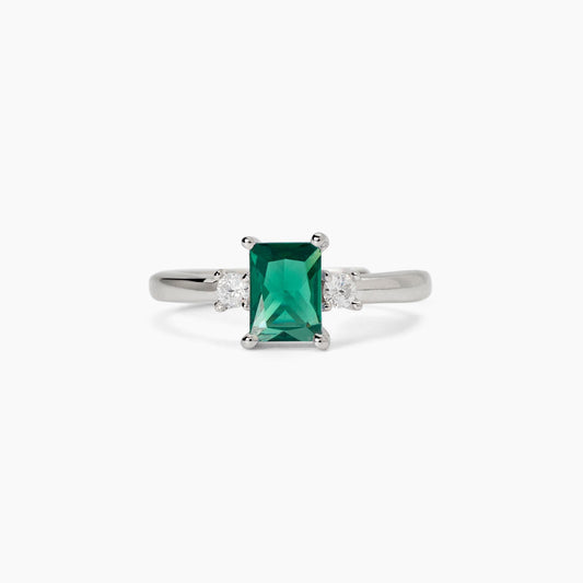 Anello in argento con smeraldo sintetico Battito Mabina 523432