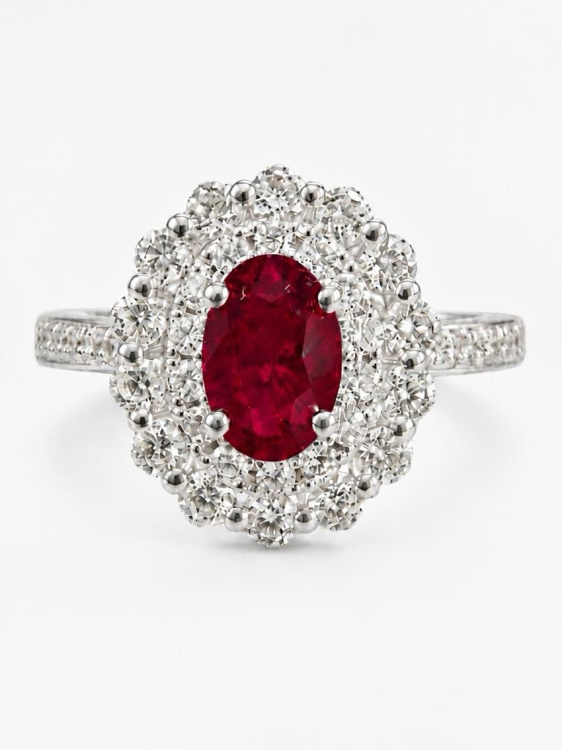 Anello in oro bianco diamanti e rubino Giorgio Visconti  ABX17238R
