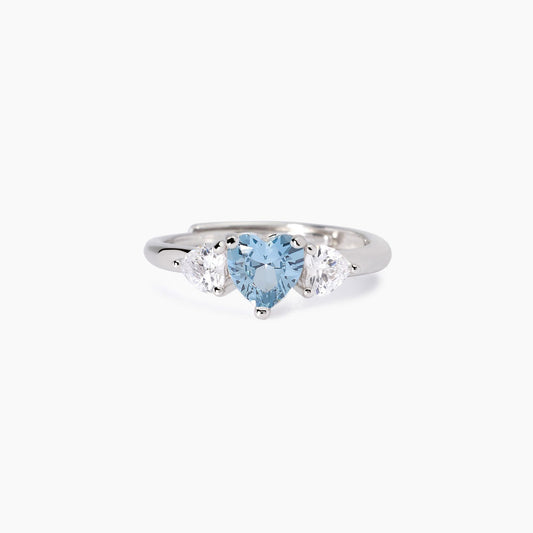 Anello con acquamarina sintetica taglio cuore Lovely Mabina 523442