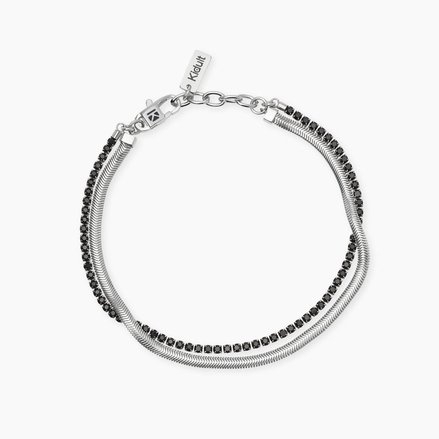 Bracciale Kidult Uomo con catena snake e tennis di cristalli 831100