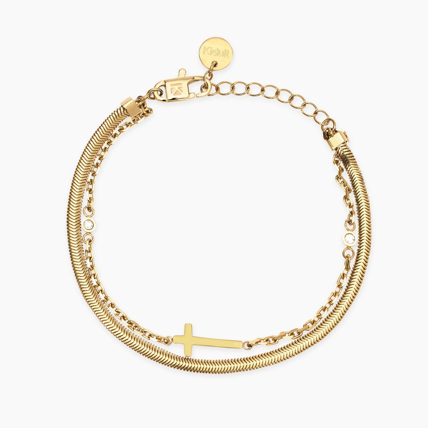 Bracciale Kidult dorato con catene e croce 831071