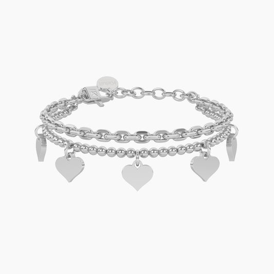 Bracciale catena forzatina e sfere con cuore Cuore | amore Kidult 732327