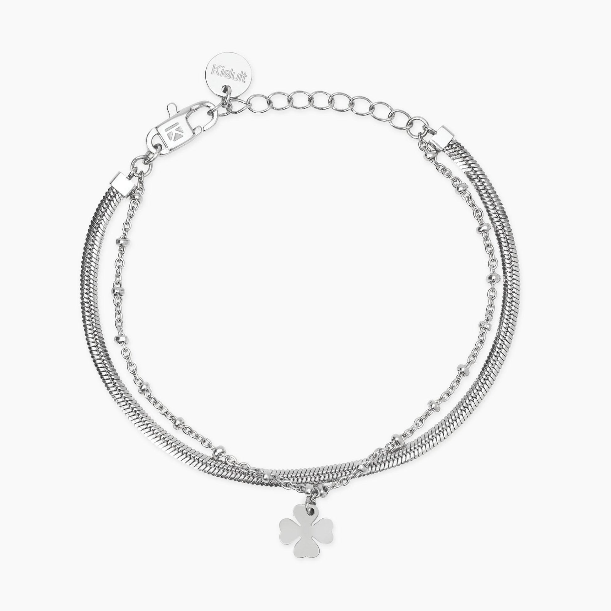 Bracciale con catene e ciondolo quadrifoglio 831070
