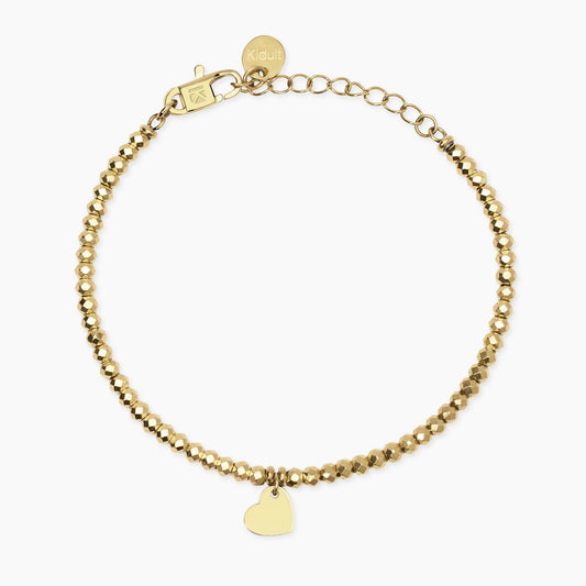 Bracciale dorato con sfere e ciondolo cuore 831074