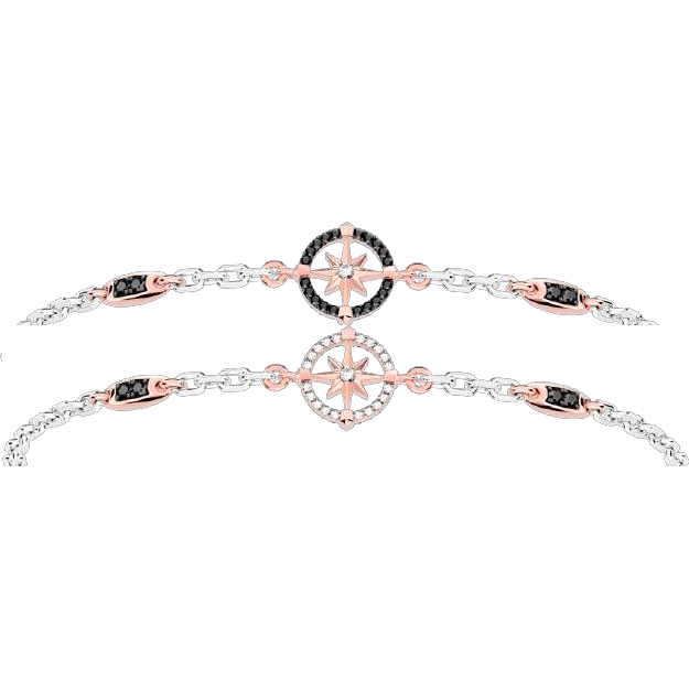 Bracelet en or 18 carats avec rose des vents et diamants noirs et blancs (UB164RB) de Zancan 