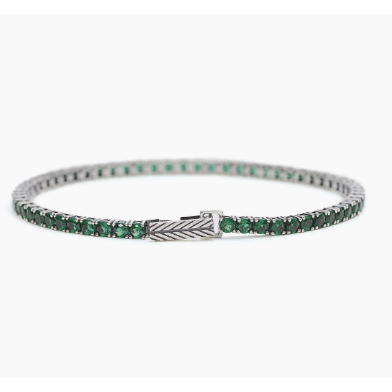 Bracciale tennis da uomo smeraldi sintetici TENNIS CLUB Mabina 533579