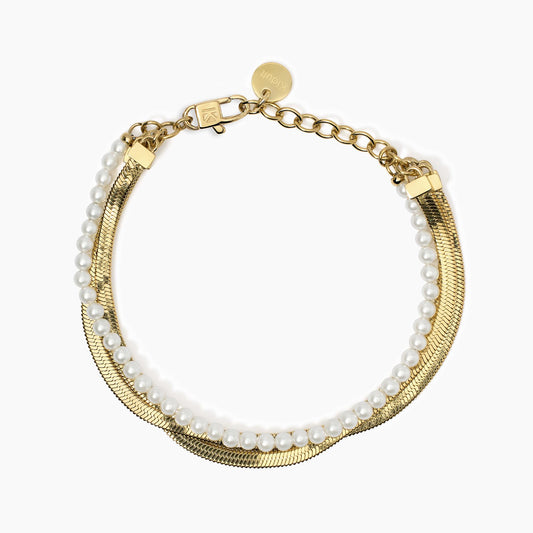 Bracciale dorato con catena e perle conchiglia 831046 Kidult Style