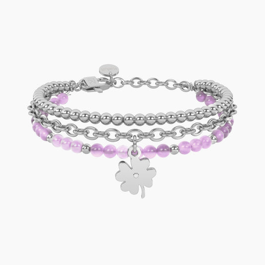 Bracciale giada rosa con quadrifoglio Quadrifoglio | fortuna Kidult 732319