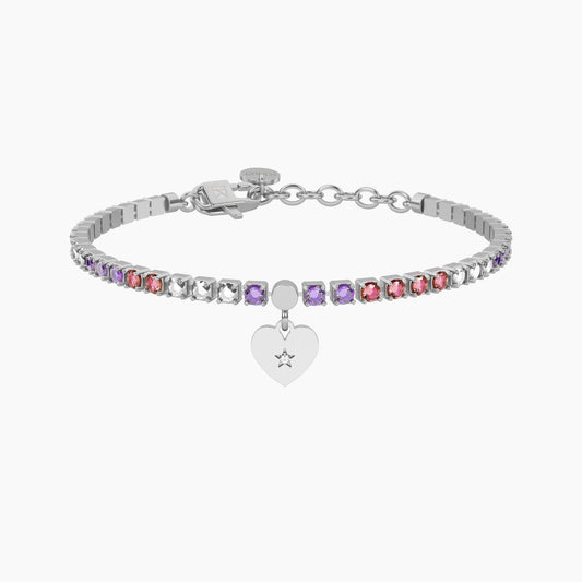 Bracciale tennis rosa e viola con cuore Cuore | amore Kidult 732322