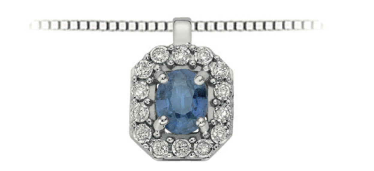 Collana in oro bianco 9kt con brillanti e zaffiro OPZ12419.007 OroGioia