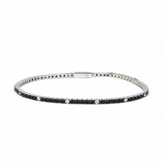 Bracciale Uomo Tennis con Spinelli Neri e Zirconi Bianchi ESB078