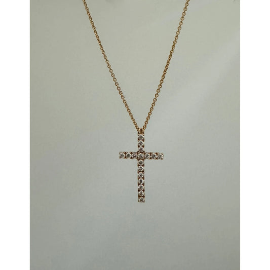 Girocollo con croce in oro rosa con diamanti Crivelli  024-1978-c