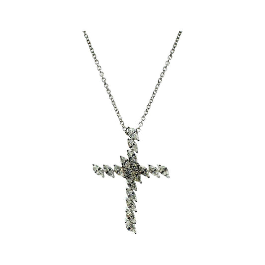 Girocollo con croce in oro e diamanti taglio navette Crivelli 396-pn0522