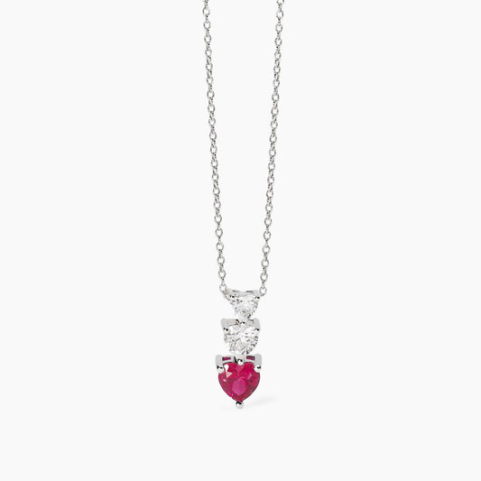 Girocollo con cuori in zirconi e rubino sintetico Lovely Mabina 553761