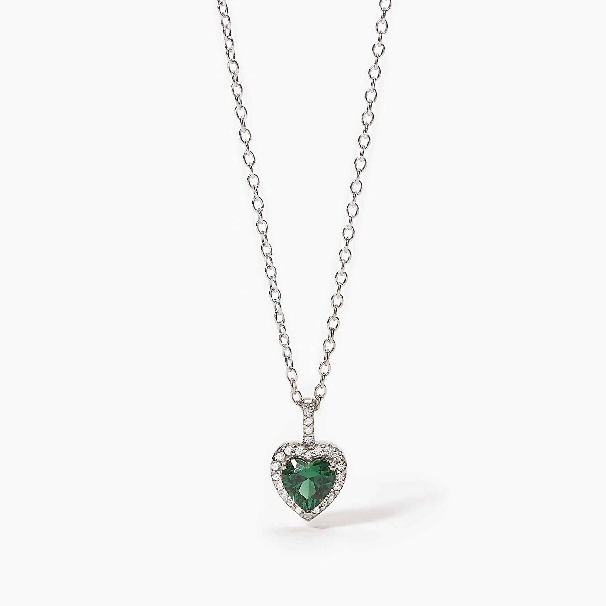 Girocollo in argento con smeraldo sintetico taglio cuore LOVE AFFAIR 553600 Mabina