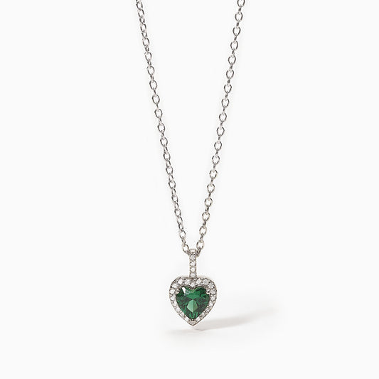 Girocollo in argento con smeraldo sintetico taglio cuore LOVE AFFAIR 553600 Mabina