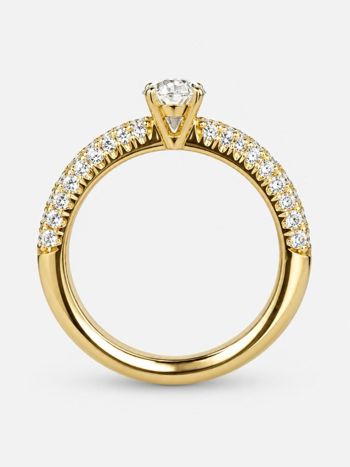 Anello solitario in oro  giallo  con diamanti  Giorgio Visconti