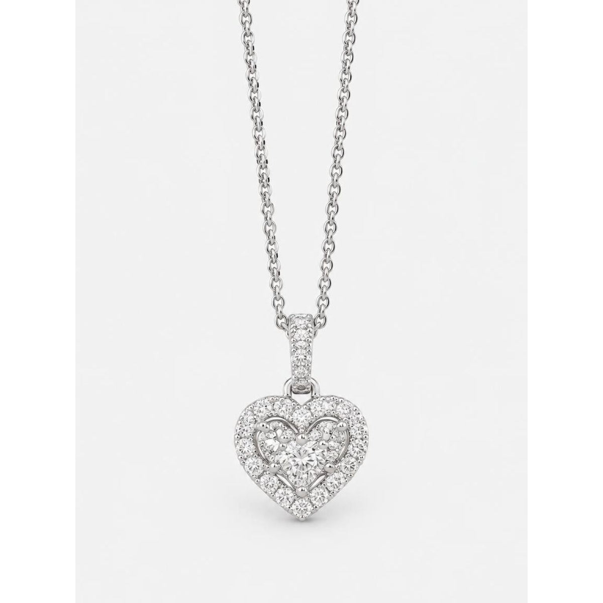 Girocollo con cuore in oro bianco, diamanti  Giorgio Visconti  GBX40550