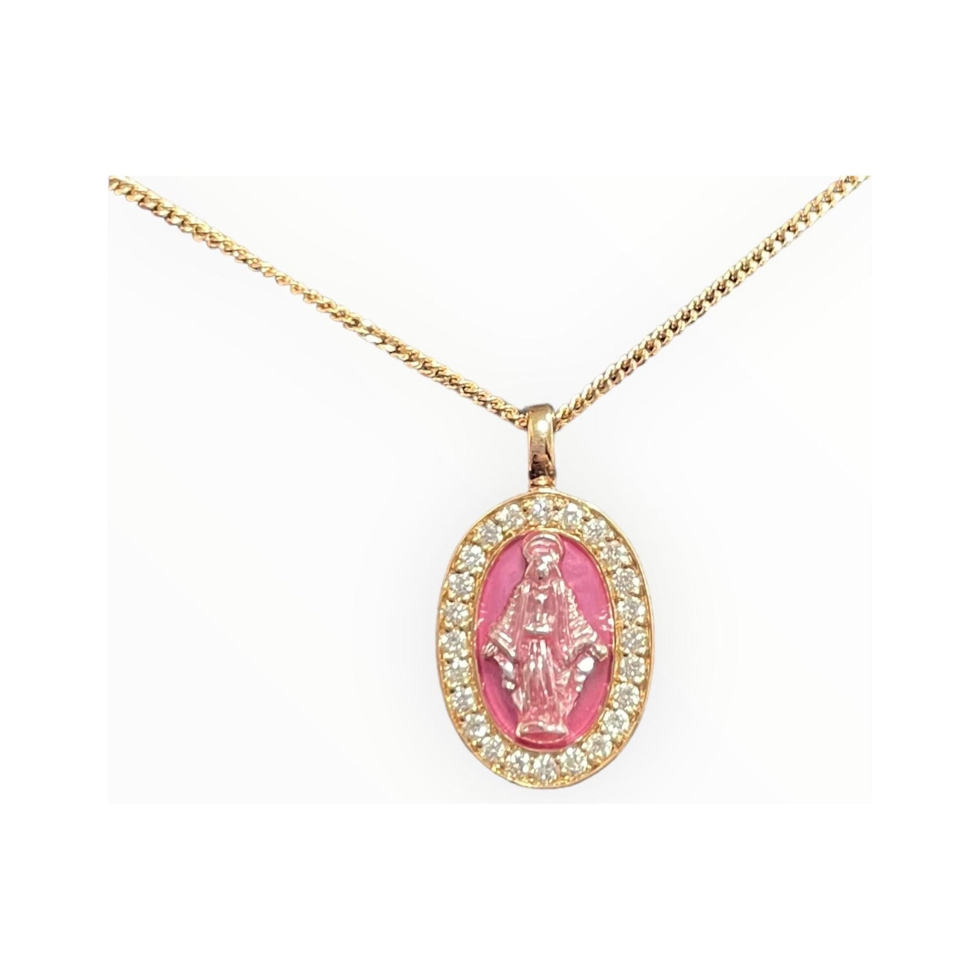 Girocollo con Madonna Miracolosa in oro, diamanti Crivelli 289-vp29412-rosa