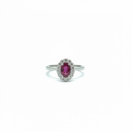 Anello in oro con diamanti e  rubino Crivelli