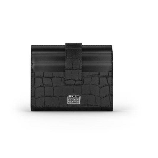 Portafoglio portacarte pelle croco nera Giovanni Raspini L0025