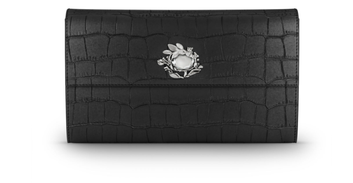 Portafoglio continental jungle pelle croco nera Giovanni Raspini L0026