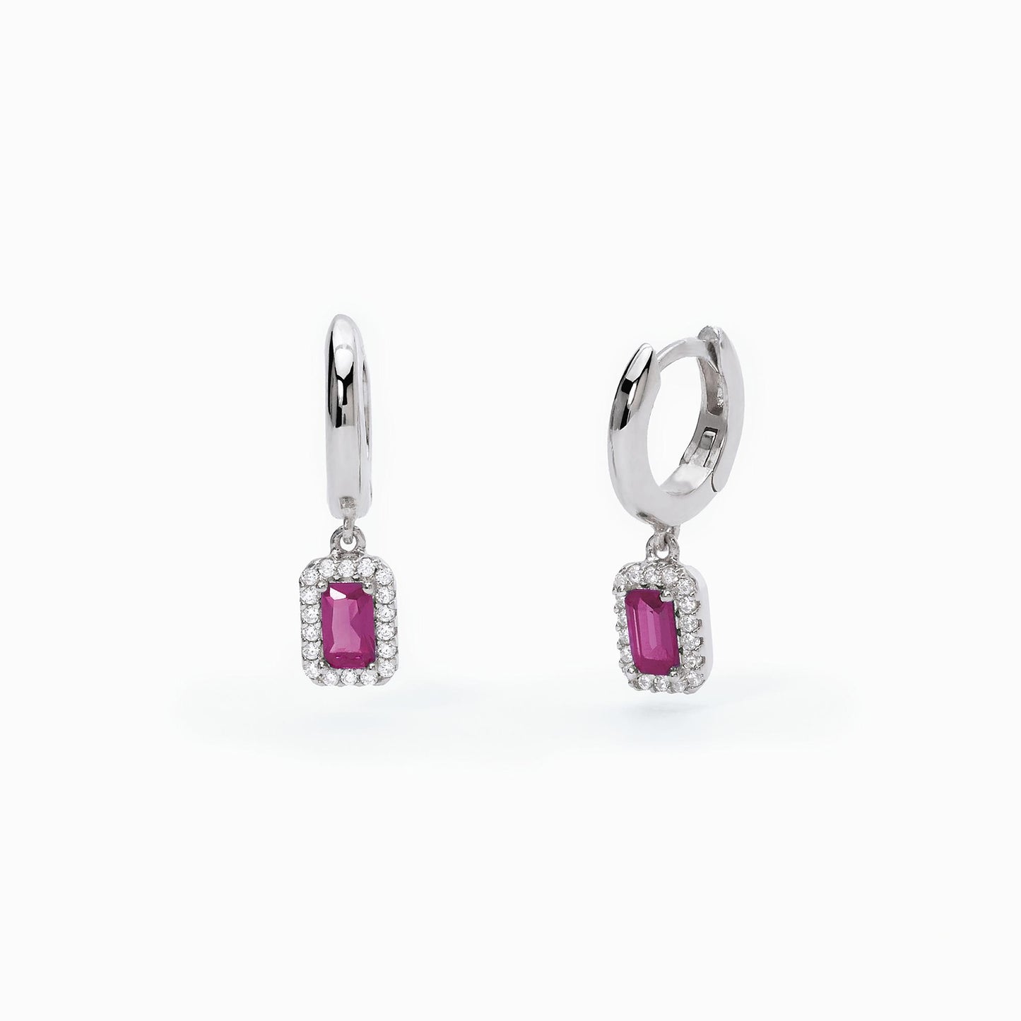Orecchini in argento a cerchio con rubini sintetici COOL OR RÉTRO? Mabina 563648