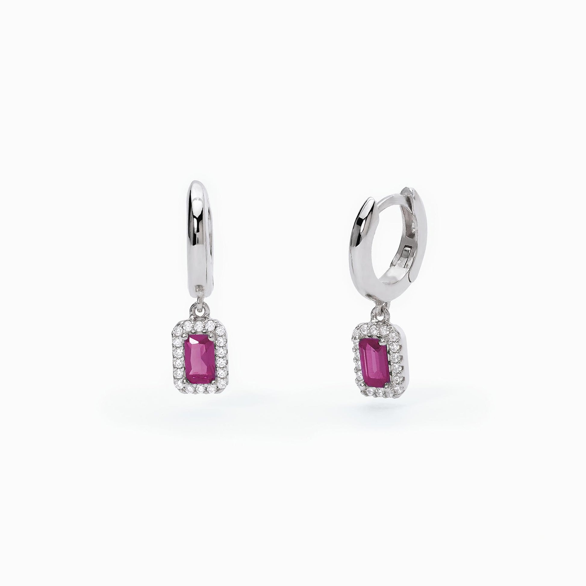 Orecchini in argento a cerchio con rubini sintetici COOL OR RÉTRO? Mabina 563648