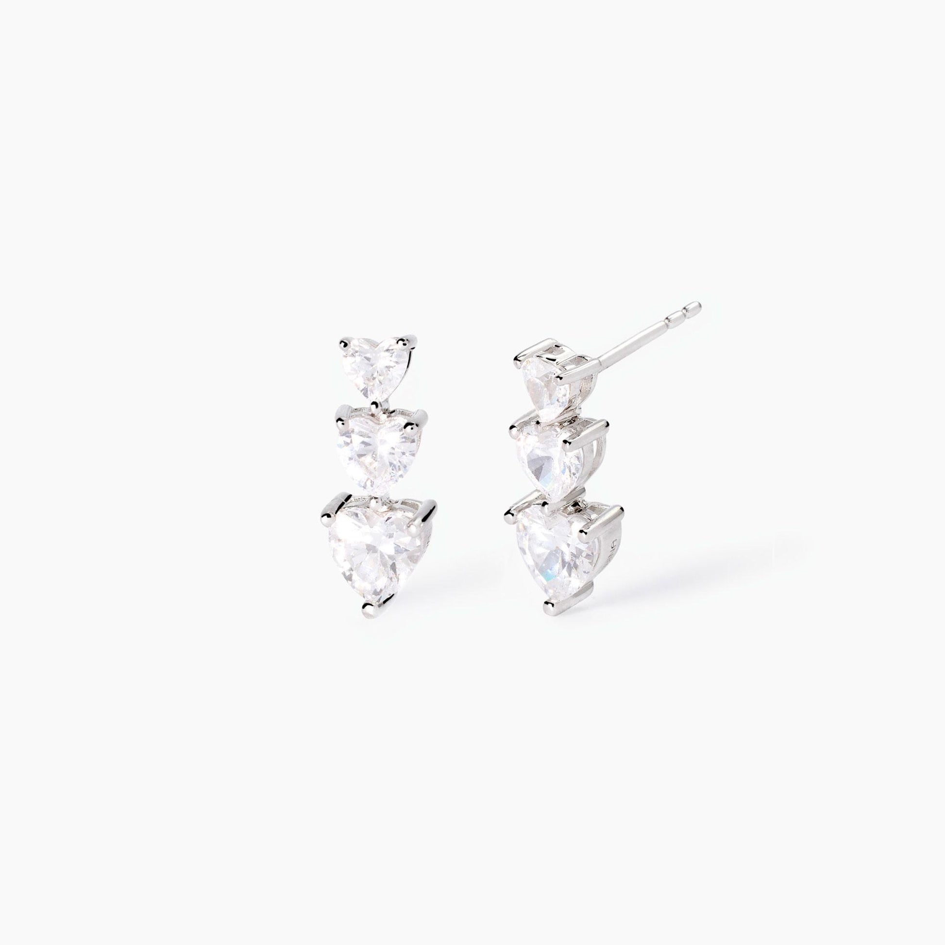 Orecchini in argento con zirconi cuore Lovely MABINA 563821