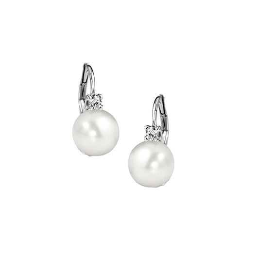 Orecchini in oro bianco con perle e   diamanti Giorgio Visconti BB36995O
