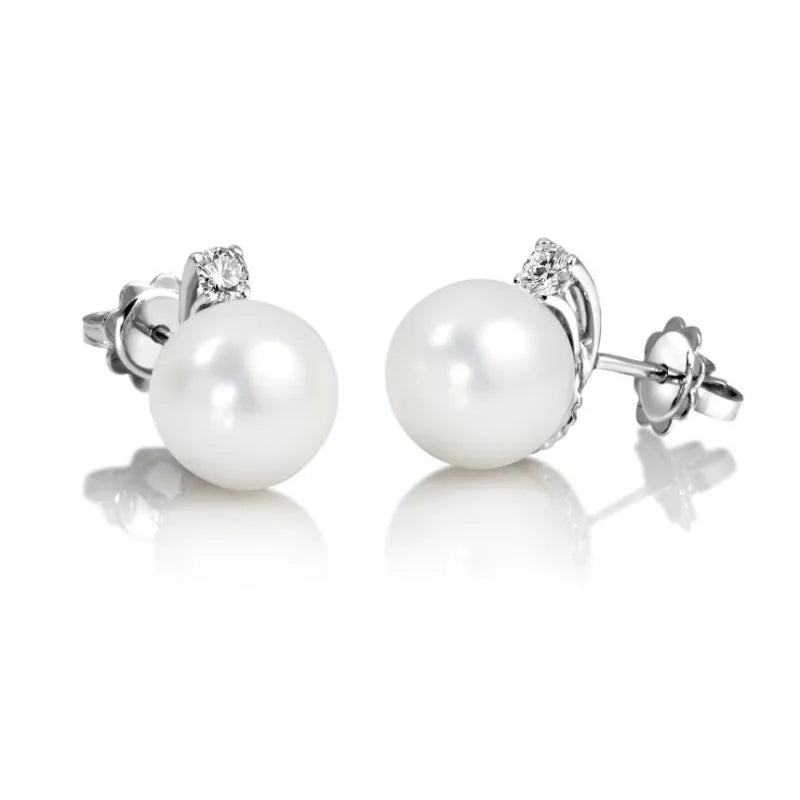 Orecchini in oro bianco con perle e   diamanti Giorgio Visconti BB36996M